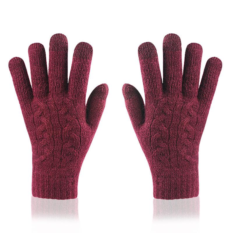 

Winter double-layer thermal velvet gloves women s touch-screen gloves outdoor cold-proof adult gloves processing customization One size