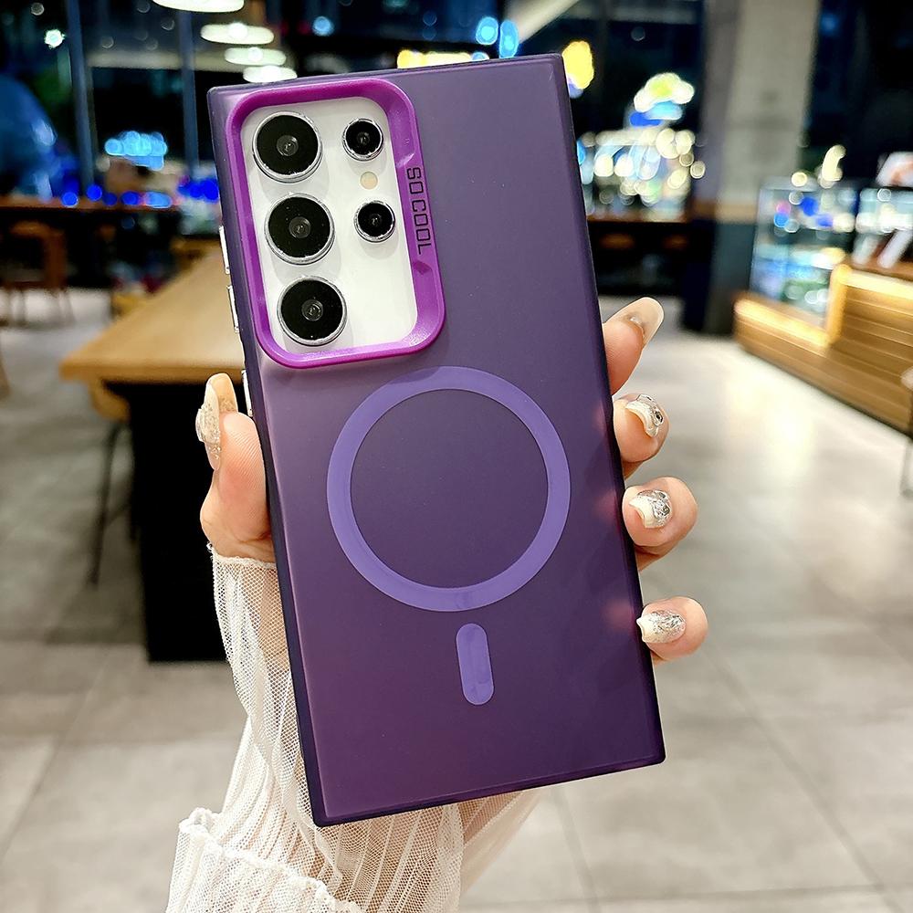 Matte Colorful Sliver Magnetic Phone Case for iPhone 11 12 13 14 15 16 Samsung S20FE S21 S22 S23 S24 S25 TPU Soft Silicone Shockproof Hard Back Cover