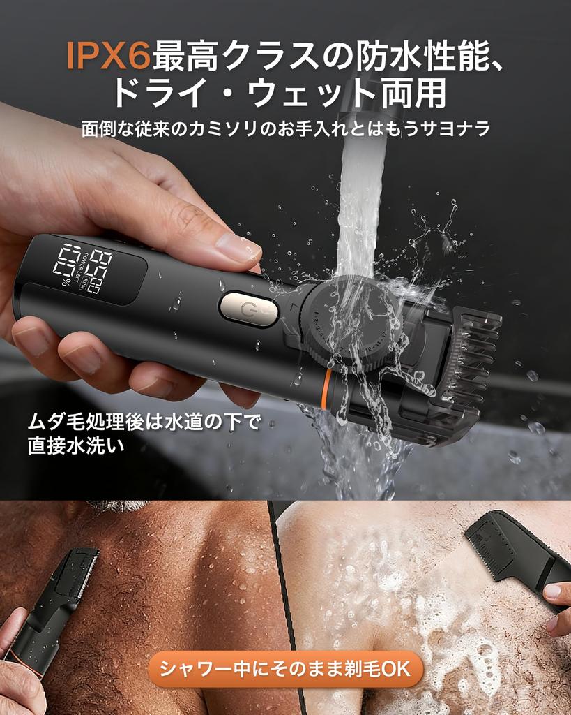 SENPOWER VIO Body Shaver Trimmer Electric Waterproof Full Body Hair Beard Shaving Nose Unwanted Hair Removal LED Display Type-C Charging Stand
