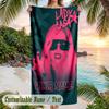 Lady Gaga Beach Towel, Personalized Custom Name Text, Quick Dry Large Absorbent Towel For Beach Pool