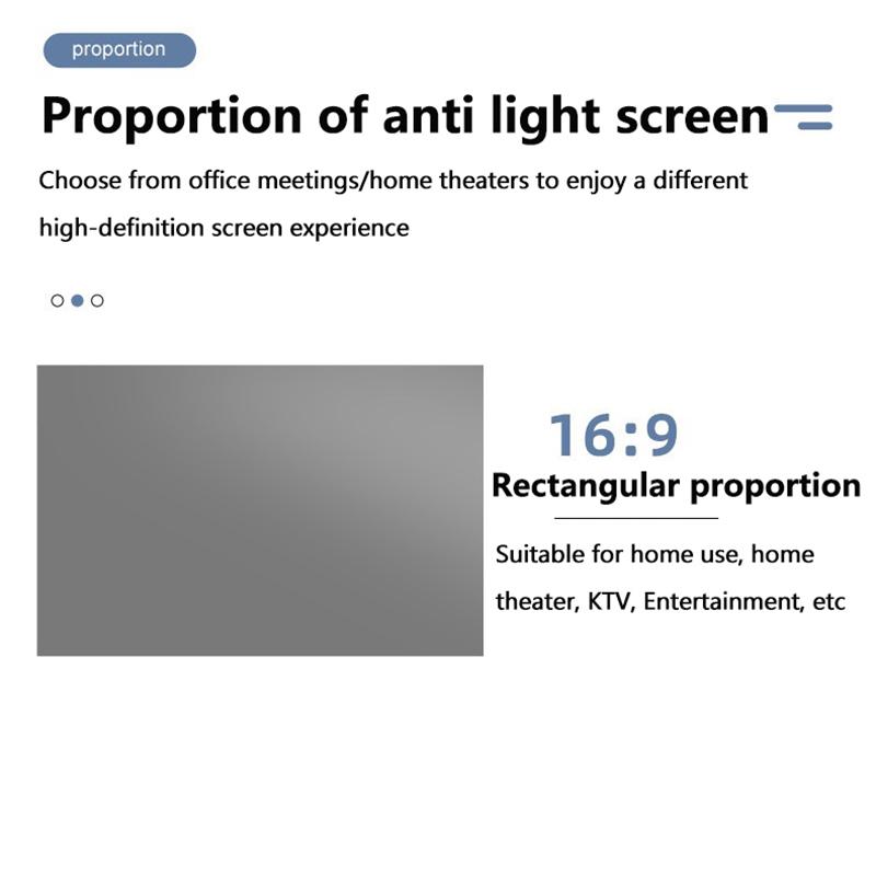 Portable Projector Screen 60/72/80/92/100/120 Inch 16:9 Anti-Light Projection Reflective Cloth For Home Cinema Outdoor Office