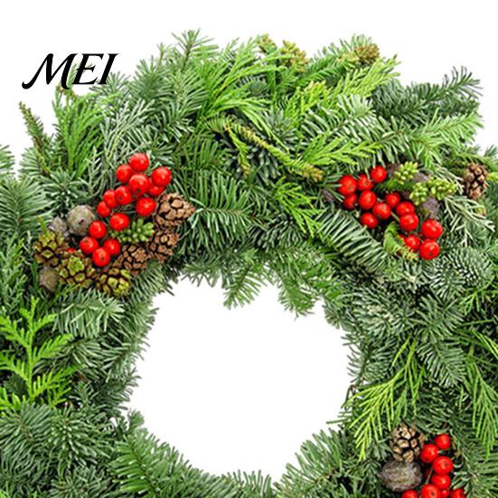 Holiday Scene Setting Wall Decals Christmas Garland Sticker, Pine And Cypress Branch Decal with Red Berries & Versatile Festive Room Accents