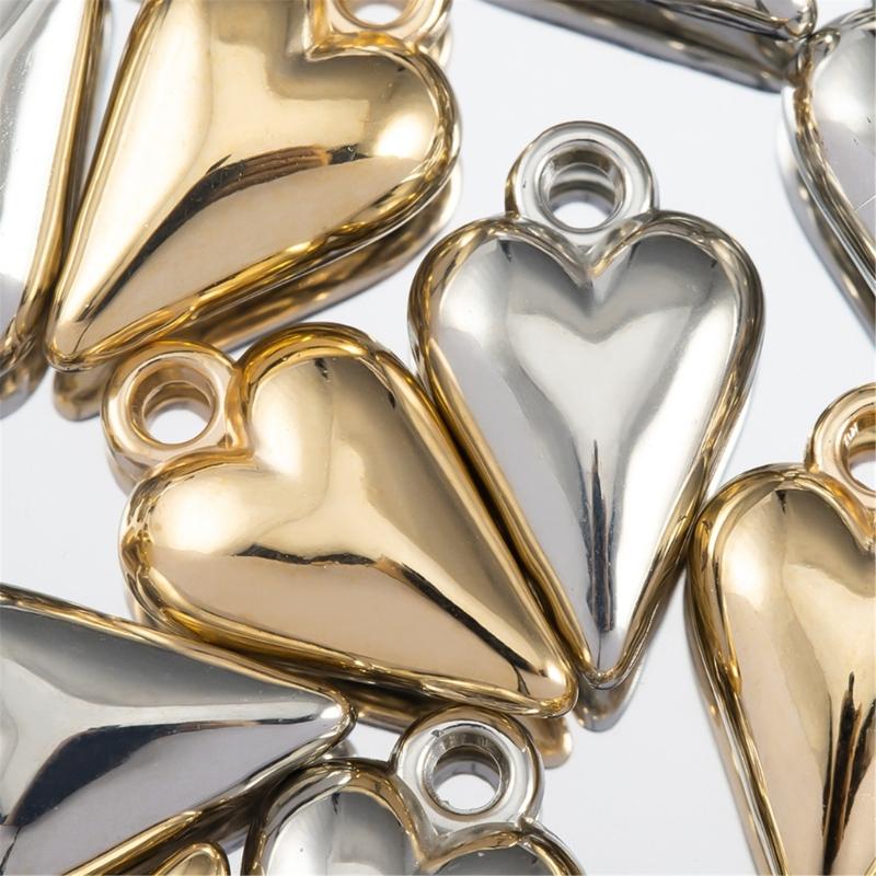 Pack of 50 Elegant Heart Shaped Pendants for Jewelry Crafting Two Color for Various Occasions