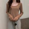 Langermet T-skjorte Dame Høst og Vinter Uregelmessig Slim Casual Bluse Underdelsskjorte