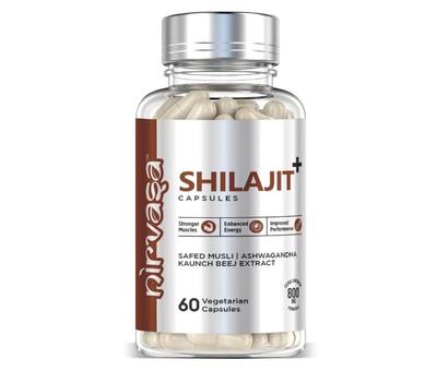 Nirvasa Shilajit Capsules (800 Mg) with Safed Musli, Ashwagandha & Kaunch Beej | Purest Shilajit - 60 Capsules