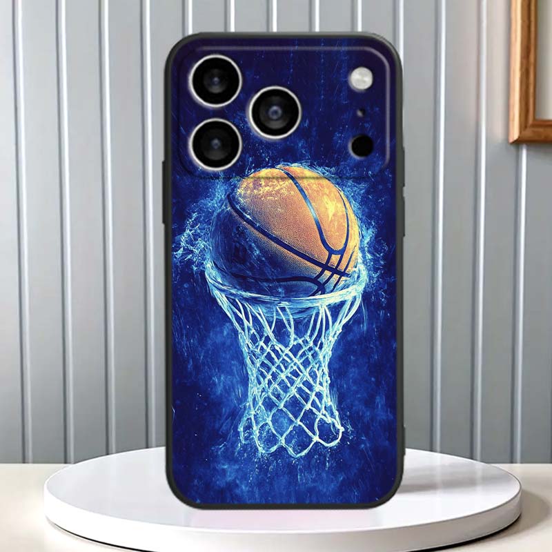 Sport Basketball Cool Für Apple iPhone 17 16 16E 15 14 13 12 11 Pro Max Plus Schwarz Weiches Silikon Handyhülle