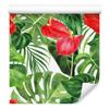 Wallpaper Red Flowers with Leaves for Living Room and Bedroom 50x1000