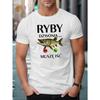 Men'S Funny Polish Humor Graphic T-Shirt - "Ryby Dziona Musze Isce" Fish & Mushroom Design, Black Casual Summer Tee, Regular Fit Round Neck