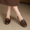 French Retro Soft Leather Loafers Women's Thick Heels and Small Leather Shoes 2025 Spring New Low-heeled Shallow-mouth Single Shoes