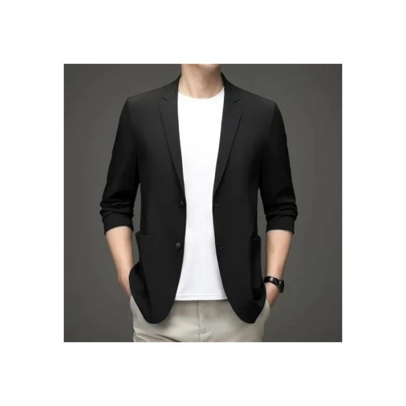 Summer Casual Small Suit Men's Flat Lapel Trendy Large-sized Top Versatile Solid Color Suit Jacket