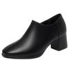 Fashion Casual Spring and Autumn Shoes Single Shoes Deep Heel Women's Shoes Women's Leather Shoes Square Head