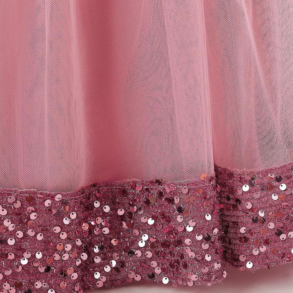 Girls' Formal Sequin Mesh Flower Princess Dress for Big Kids