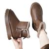 Women's Fur One Thick Bottom a Footstool Leather Waterproof Winter Lightweight Warm Snow Boots Non-slip Wear Casual Sneakers Cotton Boots