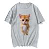 Grappige Kattenprint Dames Casual T-shirt Heren Zomer T-shirt Meisjes Jongens Casual Modekleding