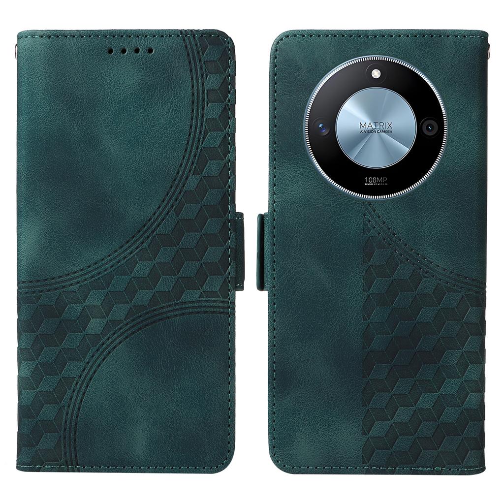 For Honor X60 5G Case PU Leather Phone Cover Rhombus Starry Imprinted