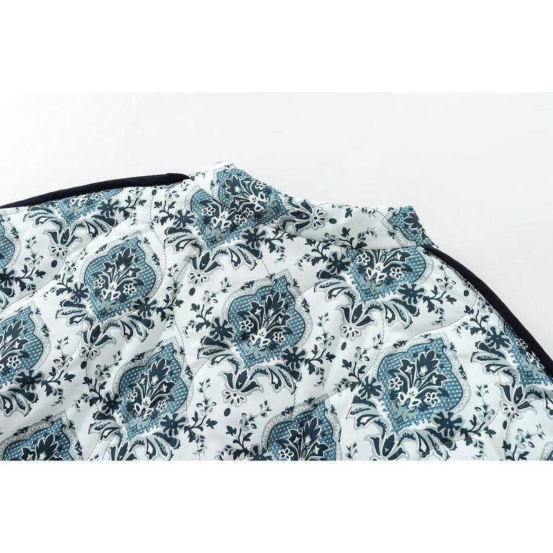 Kaslead New Women clothes Western Style Fashion Simple and Versatile Print Cotton-padded jacket Long sleeve Outerwear