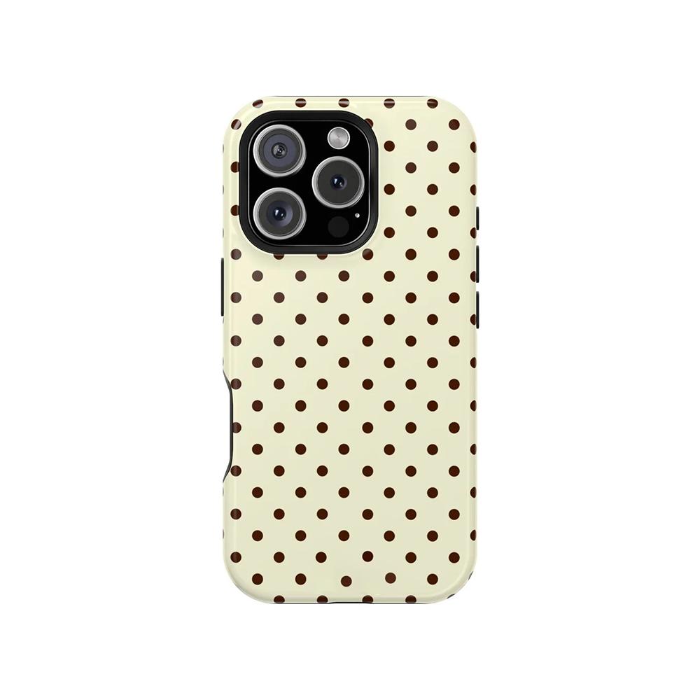 Luxury Clmj Cocoa Dots Polka Phone Case for iPhone 17 16 15 14 13 12 11 X XS XR Air Pro Max Plus Double-layer Back Cover