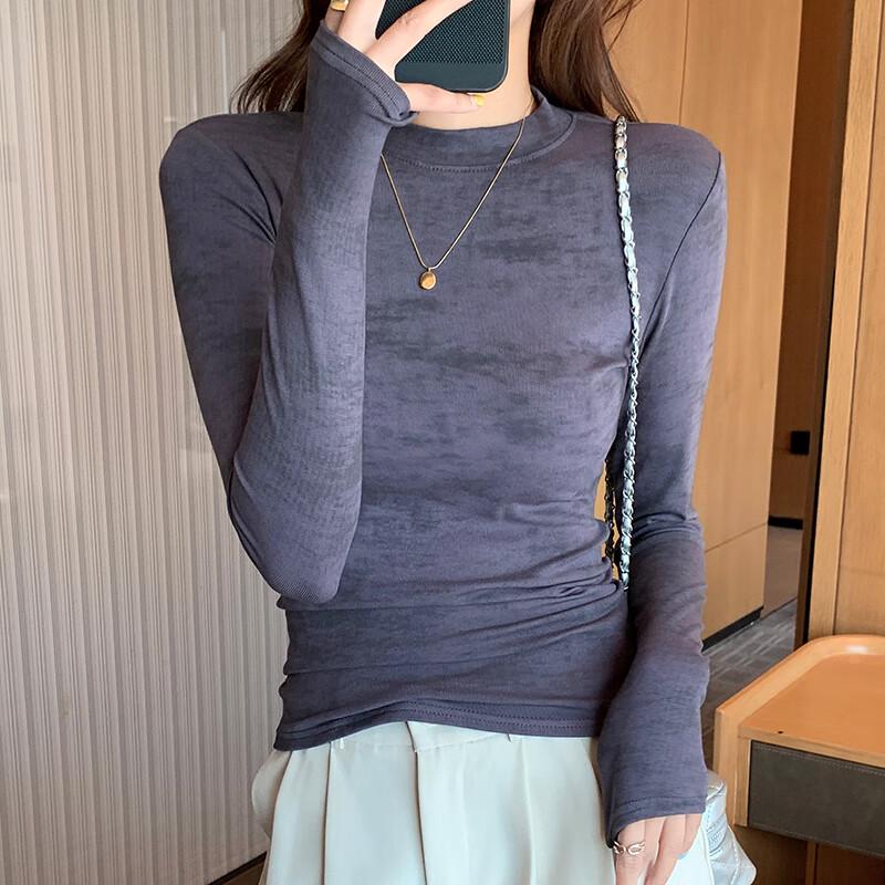 JOHLIN DREAM Women s Camouflage Semi-High Collar Long-Sleeve Tee L