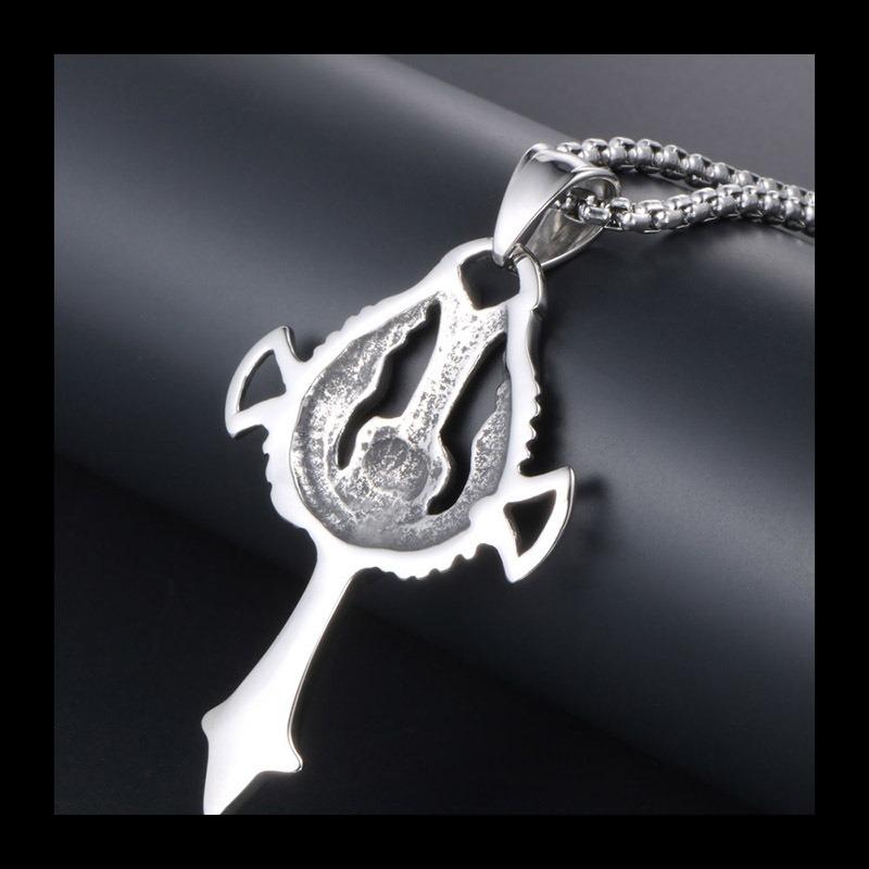 Domineering Titanium Steel Skull Pendant Necklace, Trendy Personality Ghost Head Pendant, Rock Punk Nightclub Accessories SP223