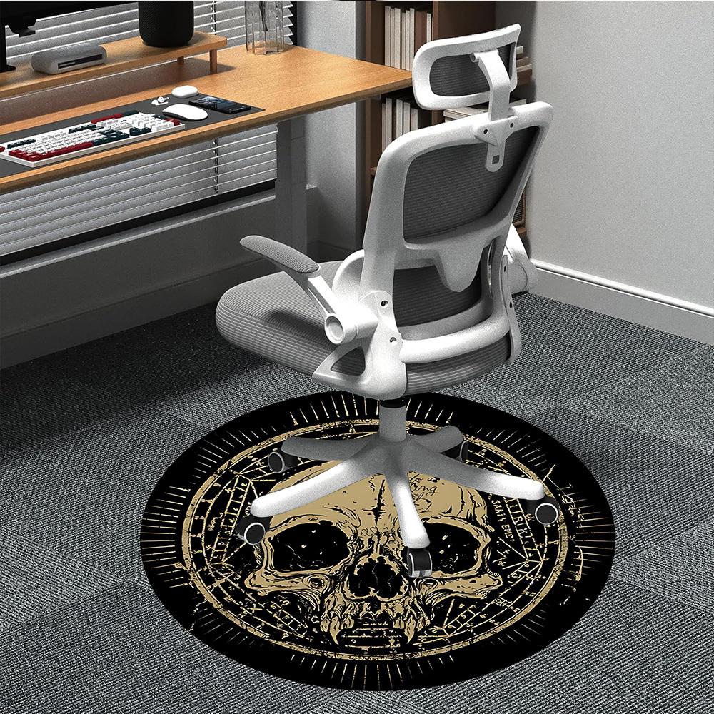 1pc Skull Mandala Office Round Area Rug, Under Office Chairs Bedroom Living Room Home Decor, Room Deco