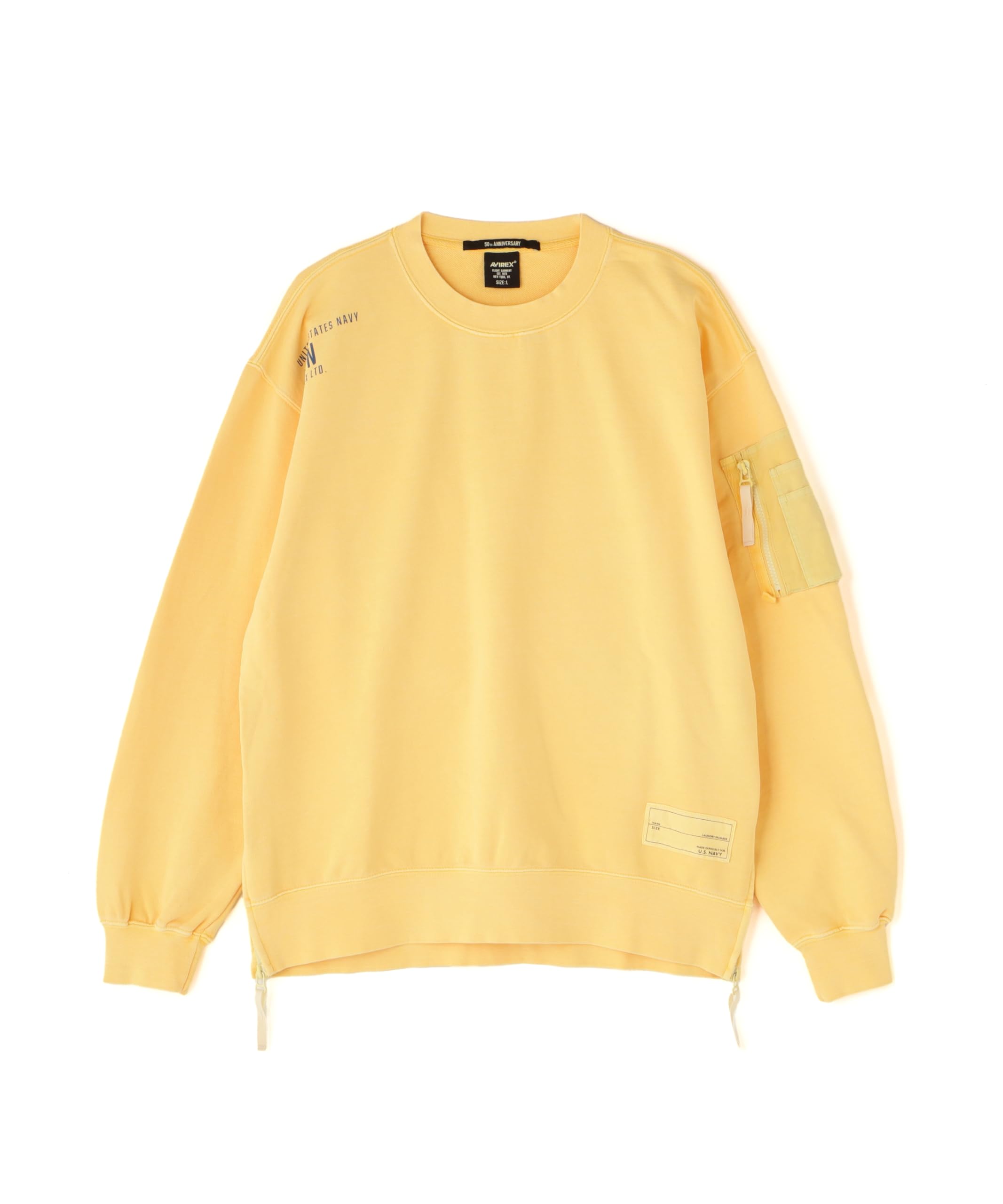 AVIREX FADE WASH MIL. POCKET SWEAT Men s M 438 lemon 783-5132011