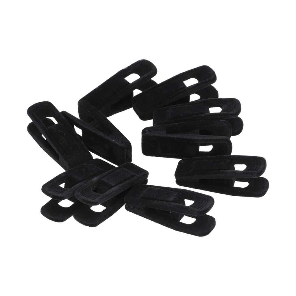 10KS Flokované klipy na ramínka Protiskluzový sametový A klip na kalhoty Sukni Business oblek Ponožky(Černá )