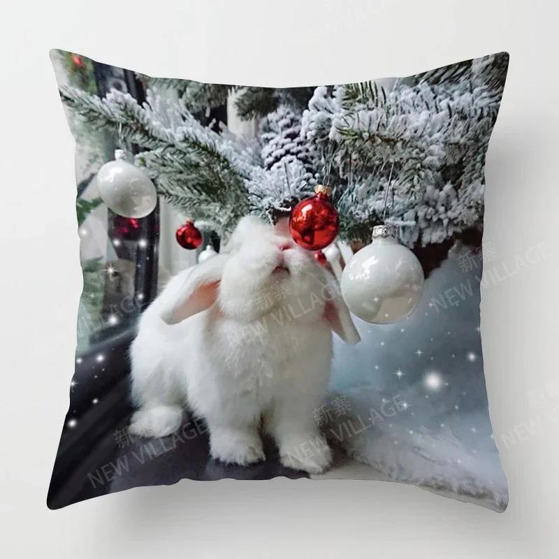 Home Living Room Decoration Cushion Covers Christmas Short Plush Cat Dog Throw Pillow Cover45*45 Pillowcase 40X40Cm 50X50 45X45