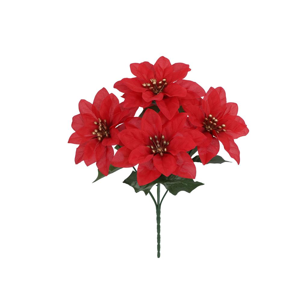 Red Christmas Artificial Poinsettia Flower Bouquets for Christmas Home Garden Table Vase Decoration Wedding Flowers