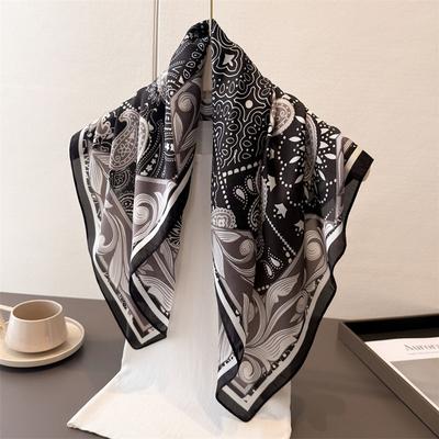 Luxury Print Silk Scarf Women Hair Bands Neckerchief Satin Shawl Ribbon Foulard Wrap Bandana Pashmina Kerchief Foulard Hijab