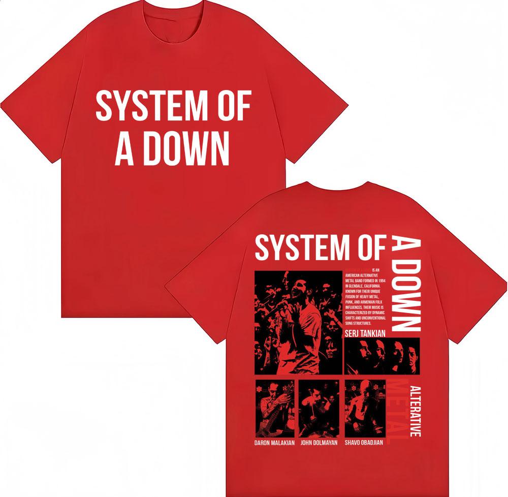 Rock Band System of A Down TShirts Unisex Women Vintage Alternative Metal Music Tshirts Unisex Women Cotton Oversized Male T Shirt