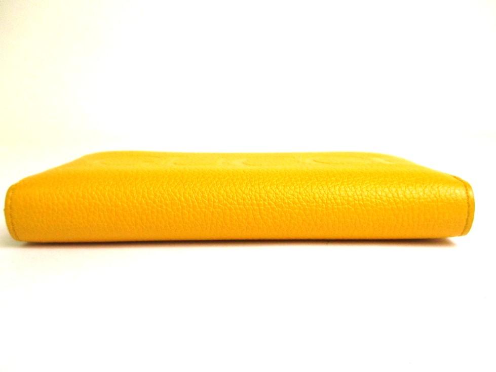 Authentic GUCCI Logo Motif Yellow Leather Round Zip Long Wallet #a835  Refurbished