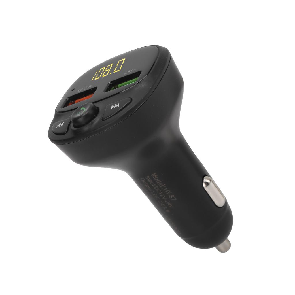 Car Dual USB FM Transmitter Bluetooth5.0 QC3.0 LED Display Wireless Handsfree Voice Reminder 12‑24V