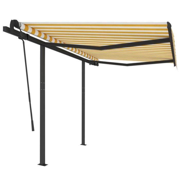 VidaXL Auvent Rétractable Automatique avec Poteaux Auvent de Terrasse Store de Balcon Jardin Extérieur Ombrage des Fenêtres 3070128
