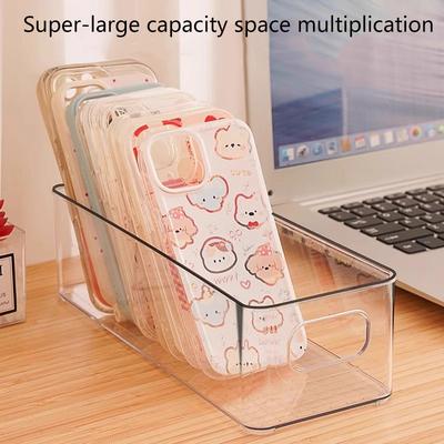1Pc Refrigerator Organizer Bins, Clear Stackable Plastic Food Storage Rack With Handles Eyelash Storage Box Makeup Organizer