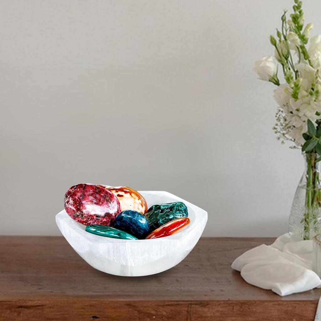 Selenite Charging Bowl Centerpiece Table Decoration Home for Men Women Meditation Storage