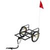 Fahrrad-Lastenanhänger 40 kg Stahl-Handwagen mit Roter Fahne 16-Zoll-Rädern 145x60x42 cm Schwarz