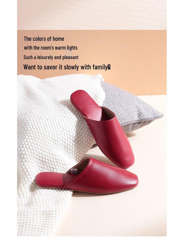 Men's and Women's Lambskin Indoor Slippers - Breathable Leather for Home