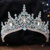 DIEZI Vintage Luxury Elegant 12 Colors AB Purple Crystal Girls Women Tiara For Wedding Party Crown Hair Dress Accessories