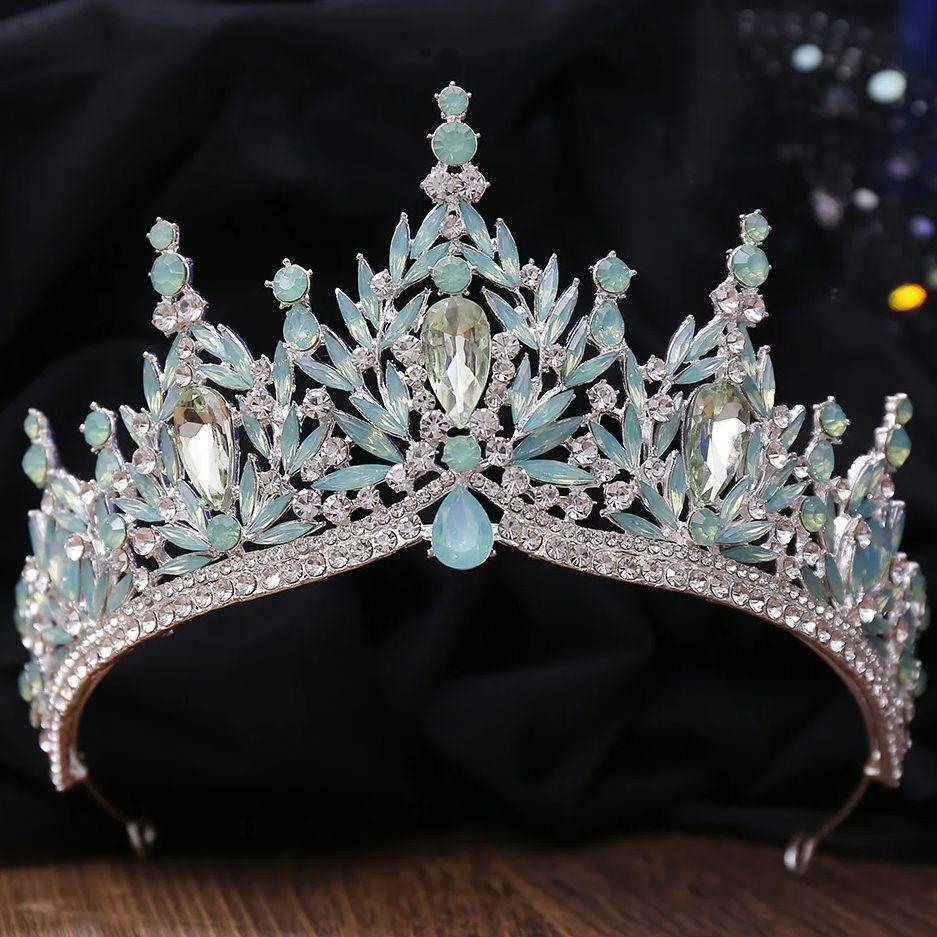 DIEZI Vintage Luxury Elegant 12 Colors AB Purple Crystal Girls Women Tiara For Wedding Party Crown Hair Dress Accessories
