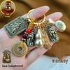Unisex Pixiu & Five Paths of Wealth Zodiac Pendant with Five Emperor Coins & Brass Gourd Keychain