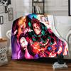 Powerful Demon Anime Flannel Blanket, Soft Polyester, Modern Design, All-Season for Camping, Travel, Gifts for holidays or birthdays