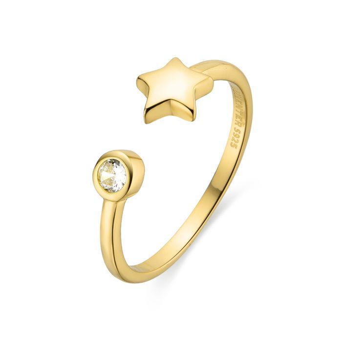 Bague - LUXENTER - Fazih - Argent sterling 925 - Zircone brillante - Or jaune 18 carats