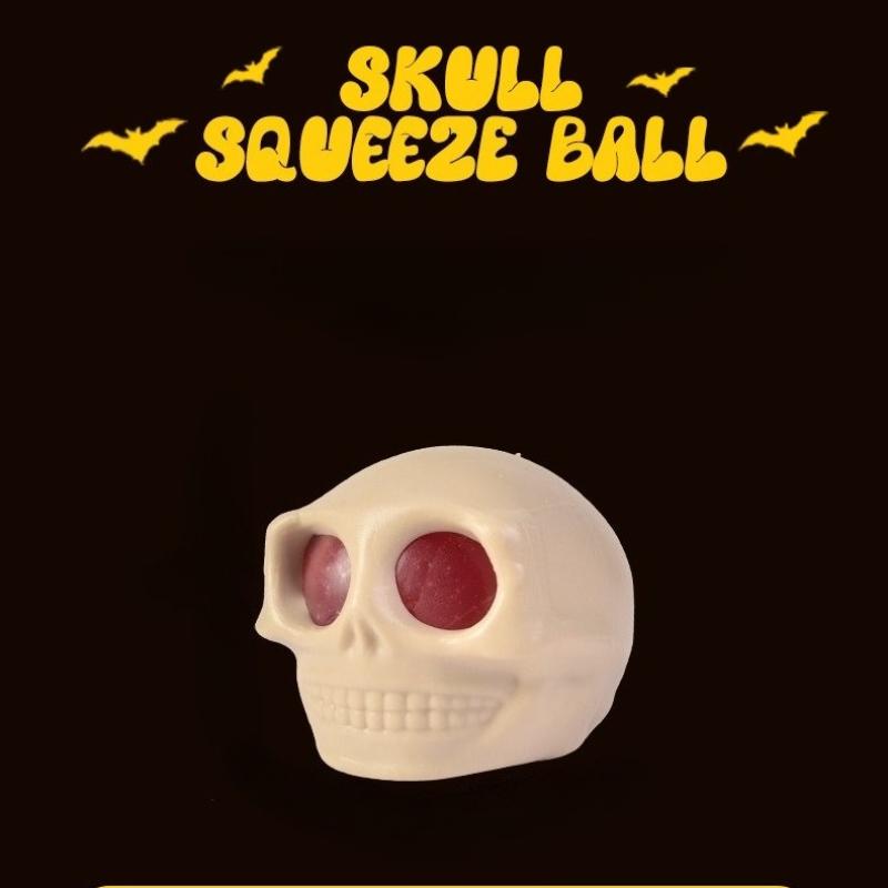 

Funny Halloween Squeeze Toy Flexible TPR Quick Recovery Squeezing Skeleton Ball Head Ugly Cute Bursting Eyes Halloween Prank Toy