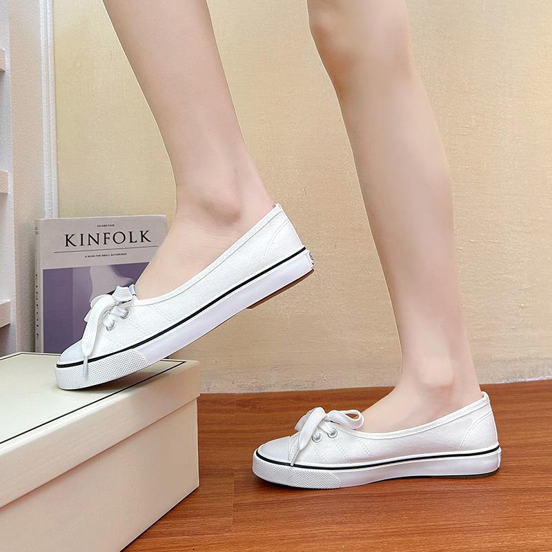 Fashion Women Shoes Ballet Flats Loafers Casual Breathable Women Flats Slip On Fashion 2025 Canvas Flats Shoes Women Low Shallow Mouth