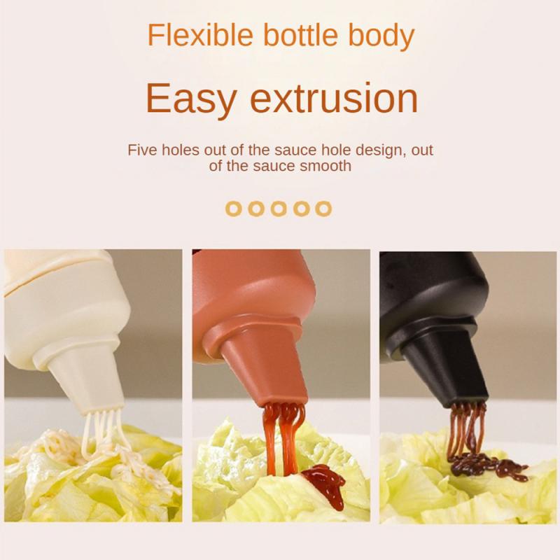 5 Hole Squeeze Bottles Condiment Bottles With Nozzles Ketchup Mayonnaise Squeeze Bottle Honey Dispenser Kitchen Supplies