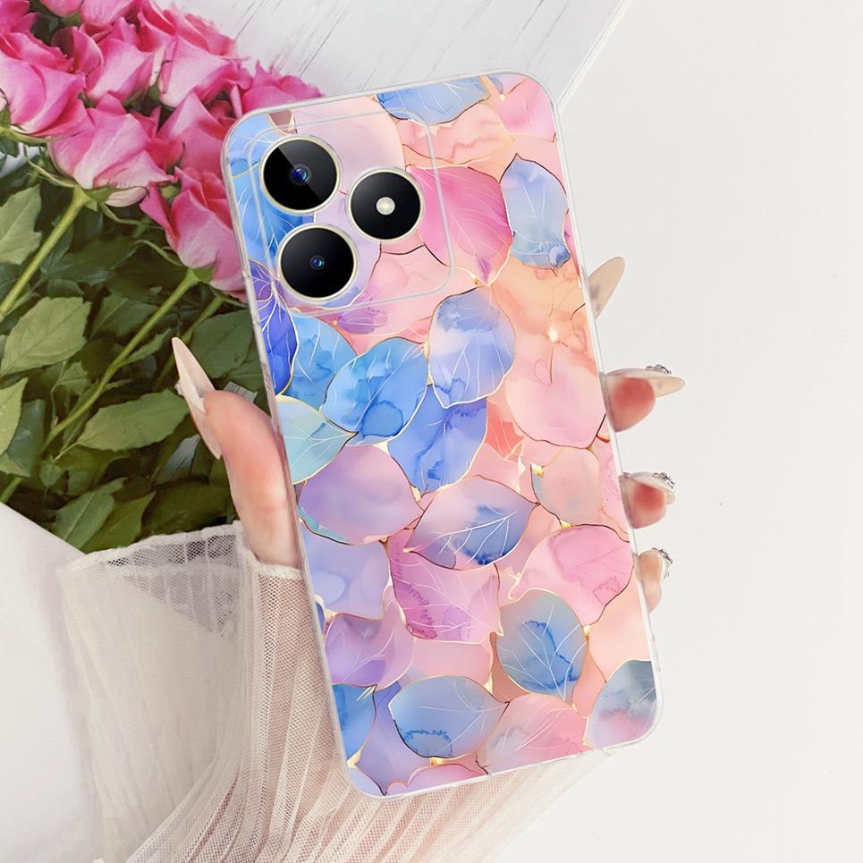 Für Realme C51 C51s C53 C60 / Realme Note 60 Handyhülle Bunte Schmetterlingsblume Girly Weiche Silikonhülle Transparente Rückseite