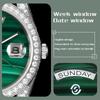 Start Malachite Men's Watch Diamond Watch Date Function Automatic Mechanical Watch Butterfly Buckle Alligator Leather Strap
