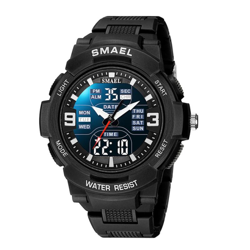 Herre Militærklokke Nye moteklokker Quartz Armbåndsur Herre 50m vanntett sportsklokke Digital Shock Army Watch