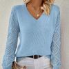 Maglioni casual da donna primaverili e autunnali, maglioni in maglia con scollo a V tinta unita, pullover in maglia