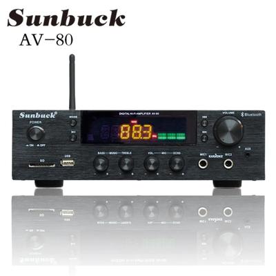 Sunbuck AV-80 2000W Bluetooth Stereo Amplifiers High-Power Professional HiFi Amp With Remote Control FM USB SD 2 Mic Input